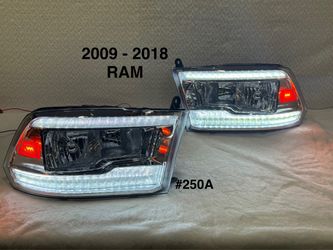 2009 TO 2018 Dodge 1500 / 2500 / 3500 Ram LED DRL/Switchback Dual Reflector Headlights - CHROME ( FOR THE PAIR)