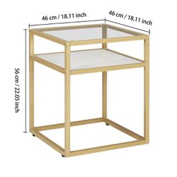 Tempered glass table top of side table, bedside table with shelf, 2-story side table, small coffee decorative table, small space bedside table, bedroo