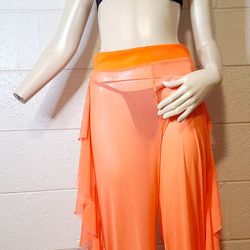 Women Beach Garment, Mesh Sheer Bikini Cover Up Swimwear, Transparent Long Pant Trousers