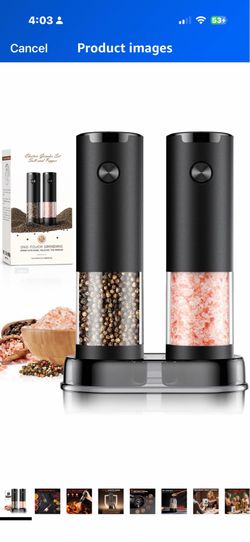 Electric Salt and Pepper Grinder Set Automatic Battery Pepper Mill Shakers Adjustable Coarseness Upgraded Larger Capacity with Led Home and Kitchen Ap