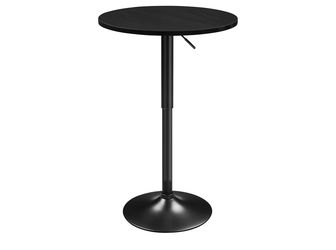 Round Bar Table, Adjustable Height and 360° Swivel Bar Tables, Cocktail Table with MDF Top, Black Leg Base for Bar, Bistro, Café, Full Black