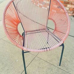 Vintage Metal Frame Mid Century Modern PVC Patio Chair 