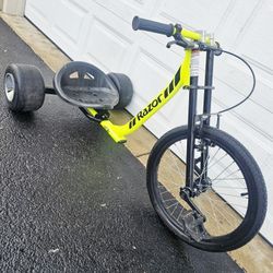 Adult Big Wheel Tricycle Drift Bike Razor 3 Wheel Trike Full Size Frame Yellow