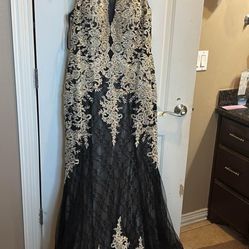 Black And Gold Formal Long Dress