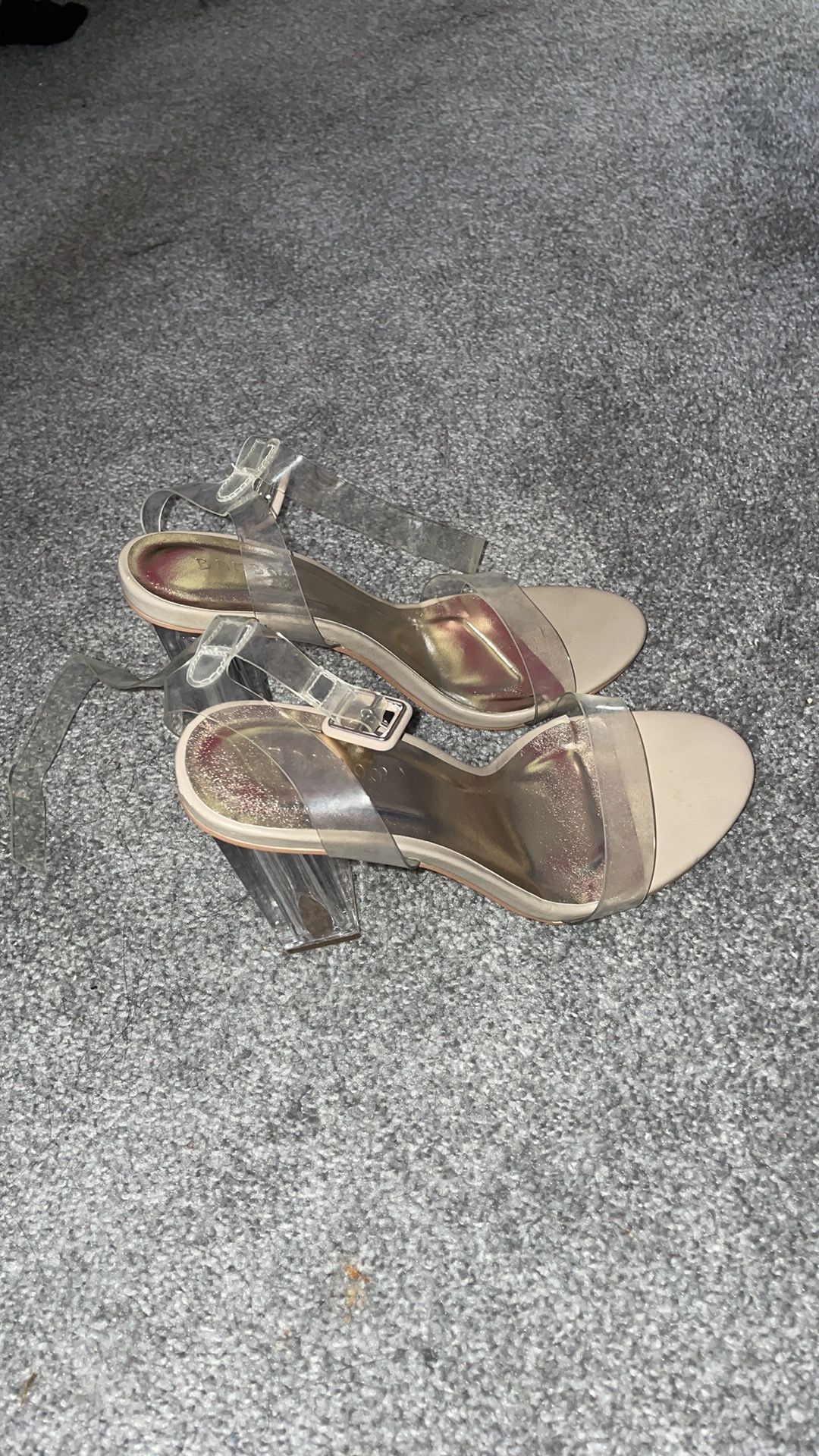 Size 8 clear nude heels