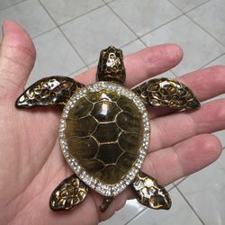 Sea Turtle Figurines Collectibles Bejeweled Jewelry Trinket Boxes Hinged Hand Painted Enamel Turtle Box Ring Holder for Women Girls