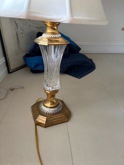 Vintage Cut Crystal and Brass Table Lamp