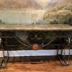 French Spanish Metal Console Table