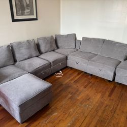 Gray Sectional Sofa with Storage
