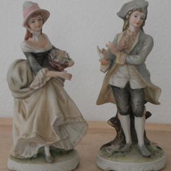 Near mint-perfect Lefton China figurines: # KW3045, “Elaine” and “Norman” 