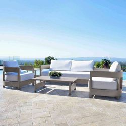 Outdoor patio furniture deep seating couch with chairs and coffee table 