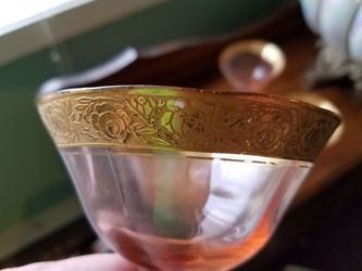 Antique Gold Rimmed Pink glasses