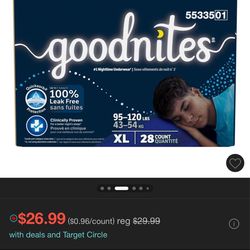 Goodnights XL night time diapers