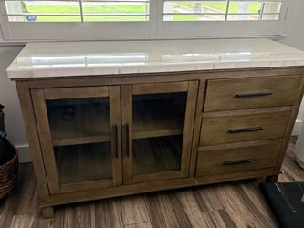 Wood End Table with Cabinet Storage