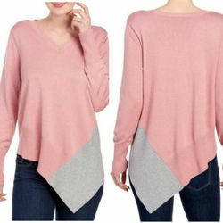 89th & Madison asymmetrical colorblock sweater Size Small gray/black 