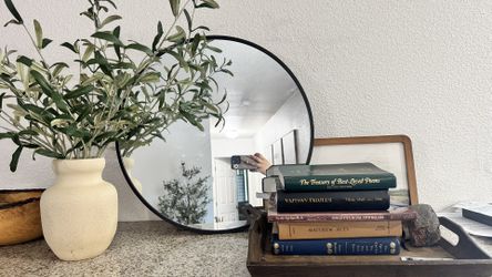 20 in. Black Round mirror