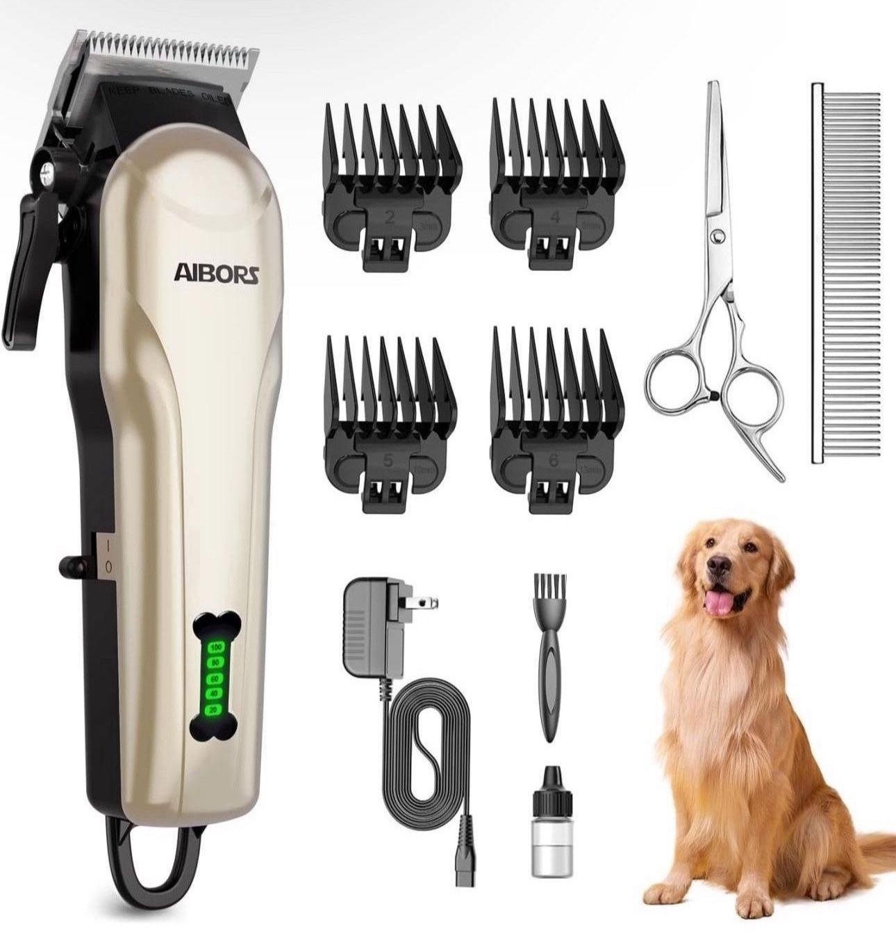 Dog Clippers, Professional Dog Grooming Kit, Low Noise Rechargeable Dog Clippers for Grooming, Cordless Electric Quiet Hair Grooming Clippers for Dogs