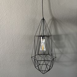 Black Metal Plug in Light Hanging Light Fixture with Cord