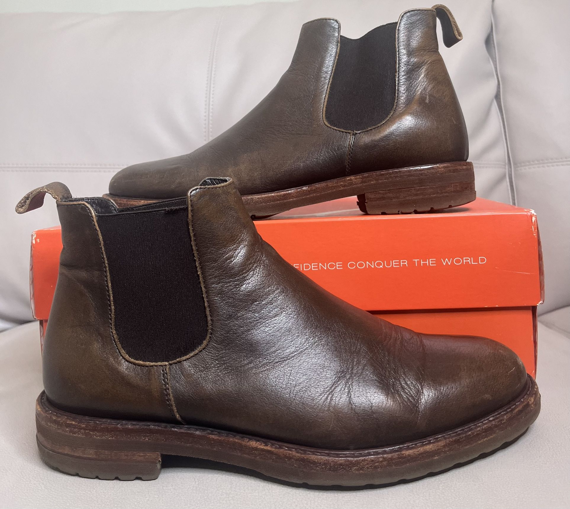 Martin Dingman Napoli Italian Saddle Leather Chelsea Boots Men's Size 9.5