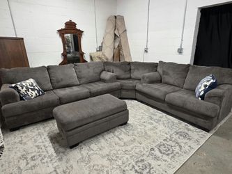 Huge Dark Gray Sectional Sofa with Ottoman