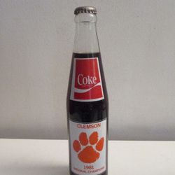 1981 Vintage Clemson Tigers University Coke Bottle National Champions Not Opened