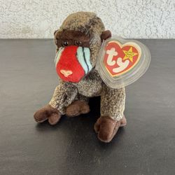 TY Beanie Baby Baboon Monkey Named Cheeks 