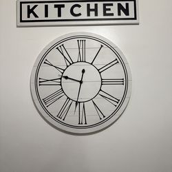 Black And White Wall Clock  Size 30”X30”