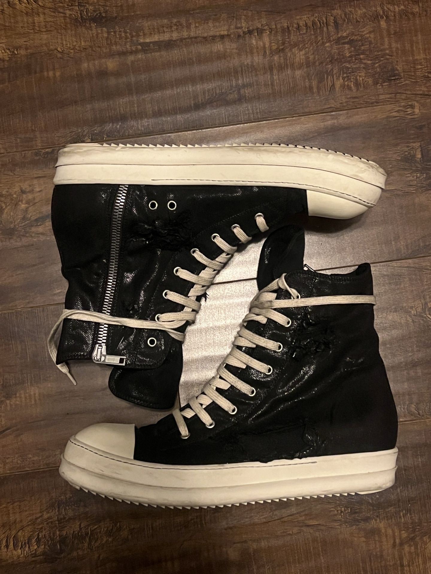 Rick Owens drkshdw Ramones slashed waxed denim