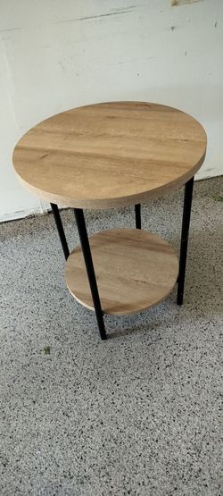 Round Side Table with Lower Shelf