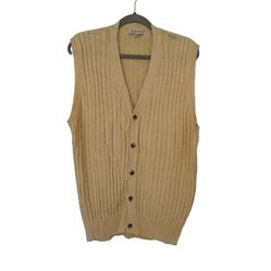 Vtg Peter Millar Men’s Sweater Yellow Knit Vest, Silk/Cotton, Cashmere, Sz XL