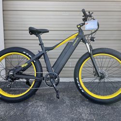 VTUVIA SJ26 - 26” 750 Watts Fat Tire Aluminum Electric Bike In Black Yellow