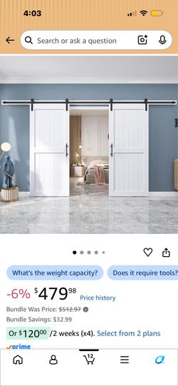 Double 32x86 White Barn Doors