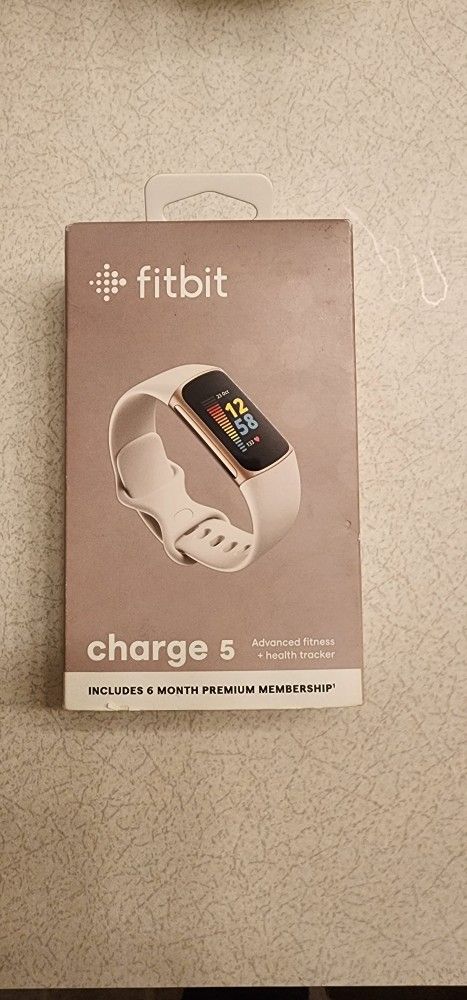Fitbit Charge 5 Activity Tracker Soft Gold with Lunar White Band