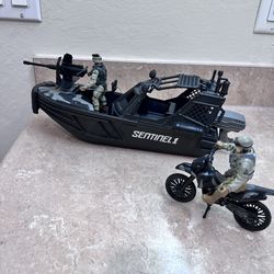 Sentinel 1 Military Toy Set - Boat, Motorcycle, Figures $17