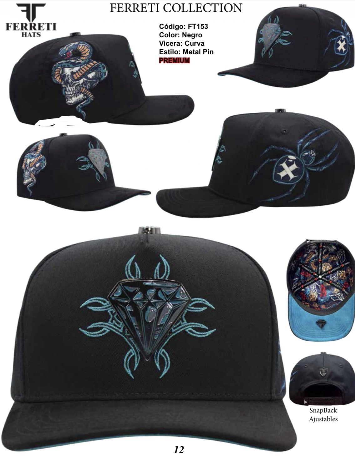 Ferreti Hats Blue And Black Diamond