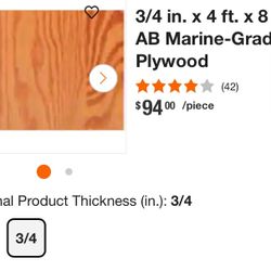 3/4 in. x 4 ft. x 5 ft. AB Marine-Grade Plywood