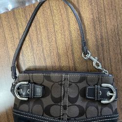 Dark brown Coach  Wristlet 
