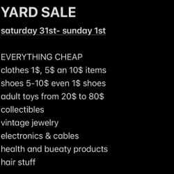 YARD SALE beauty health electronics clothes shoes toys home appliances and more