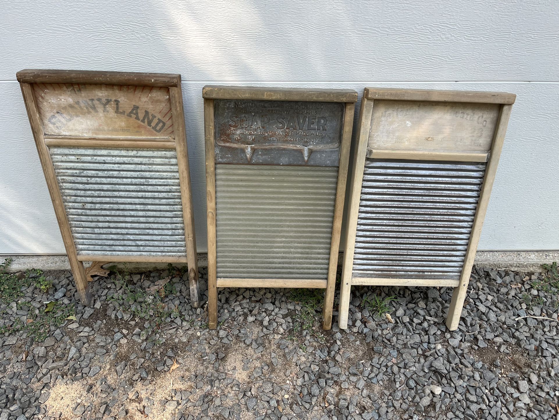 Three Antique washboards