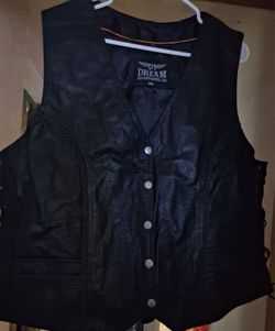 Dream Apparel Black Leather Biker Vest 3XL