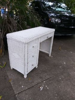 White rattan desk
