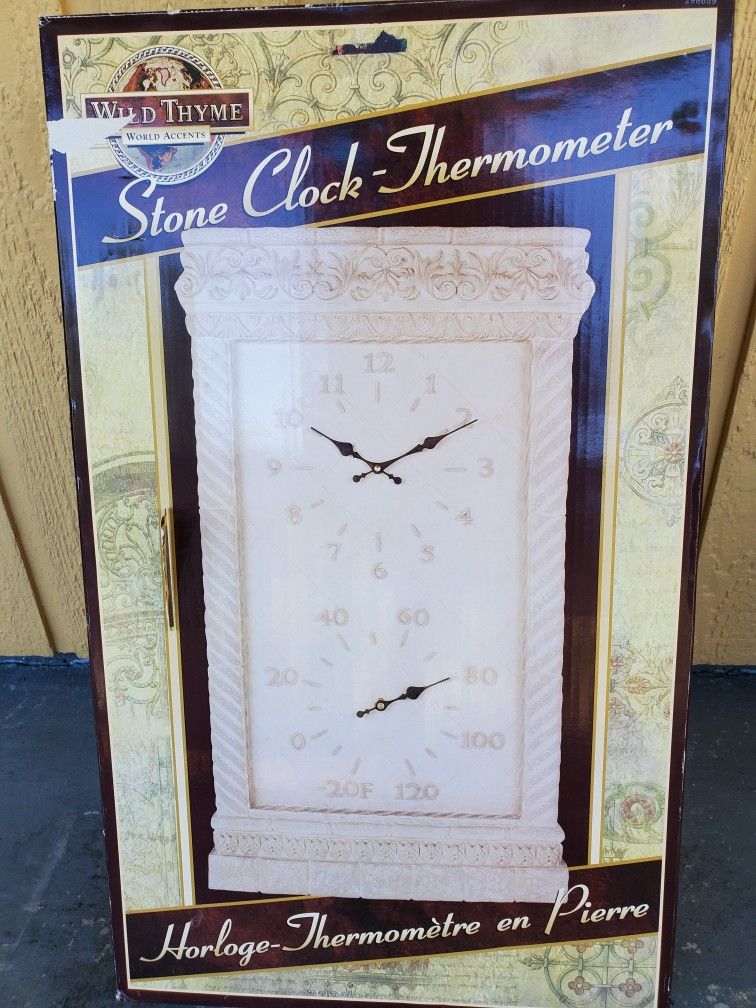 Wild Thyme Stone Clock Thermometer