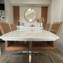 Modern Dining Set – Table + 4 Chairs + Sideboard 