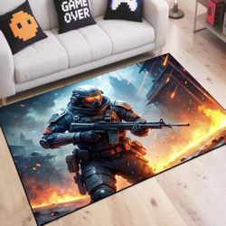 Video Game Rug Shooting Gaming Rug 59” X 79”