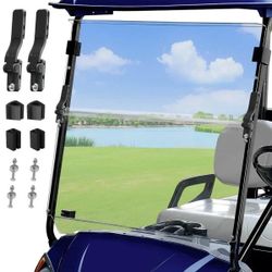 MM PC Clear Golf Cart Windshield for Yamaha G29Drive 2007-2016 with HD Hinges
