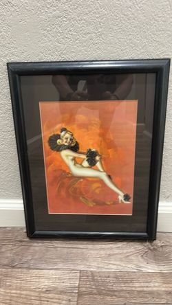 Framed Vintage Style Pin-Up Art Print – Black Frame