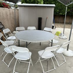Big Round Table With 10 Chairs Included $20