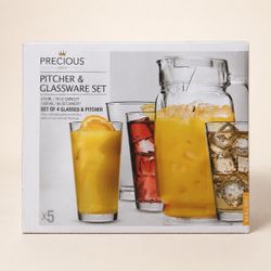 Precious Home Malibu 5-Piece Glass Pitcher & Tumbler Set