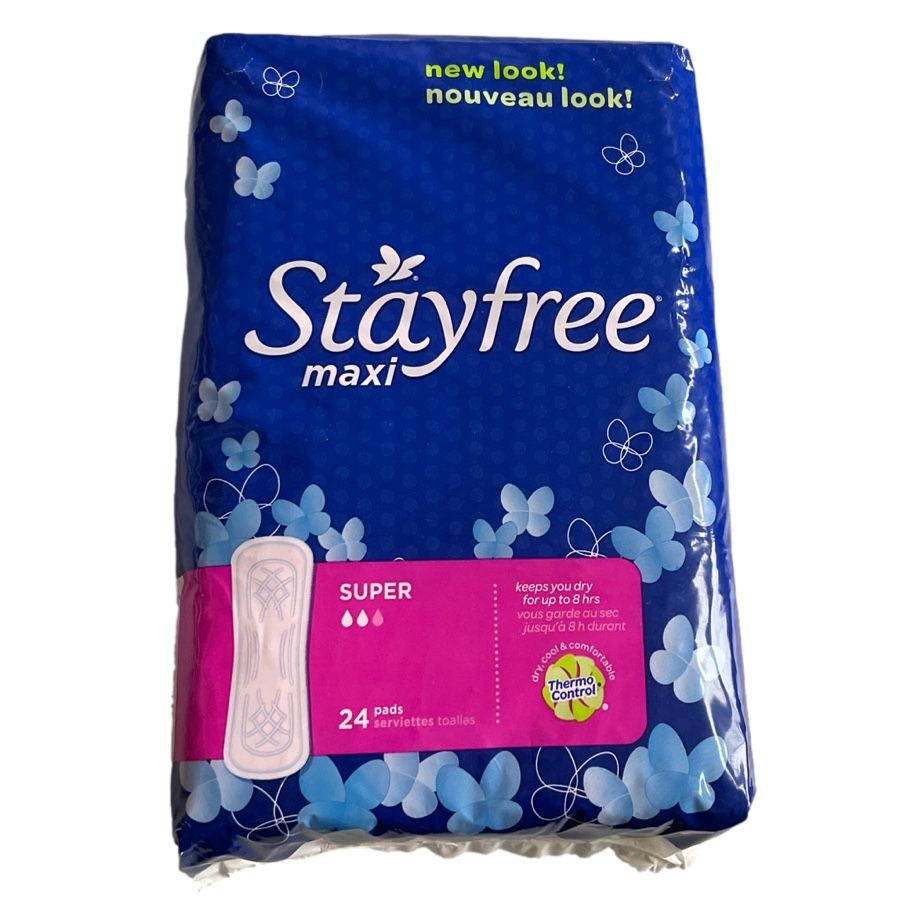 Stayfree Maxi Super Pads with Wings, 24 Count