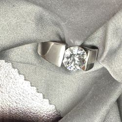 DovEggs Moissanite Ring Size 8 for Men/Women Center 3ct 9mm G-H-I Color Moissanite Lab Grown Solitaire Wedding Ring SS